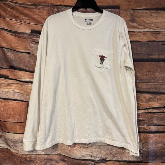Champion XL White Long Sleeve T-Shirt Red Truck Texas Tech Graphic Country Fair - Picture 2 of 10